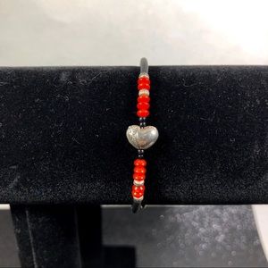 Adjustable black rubber heart bracelet